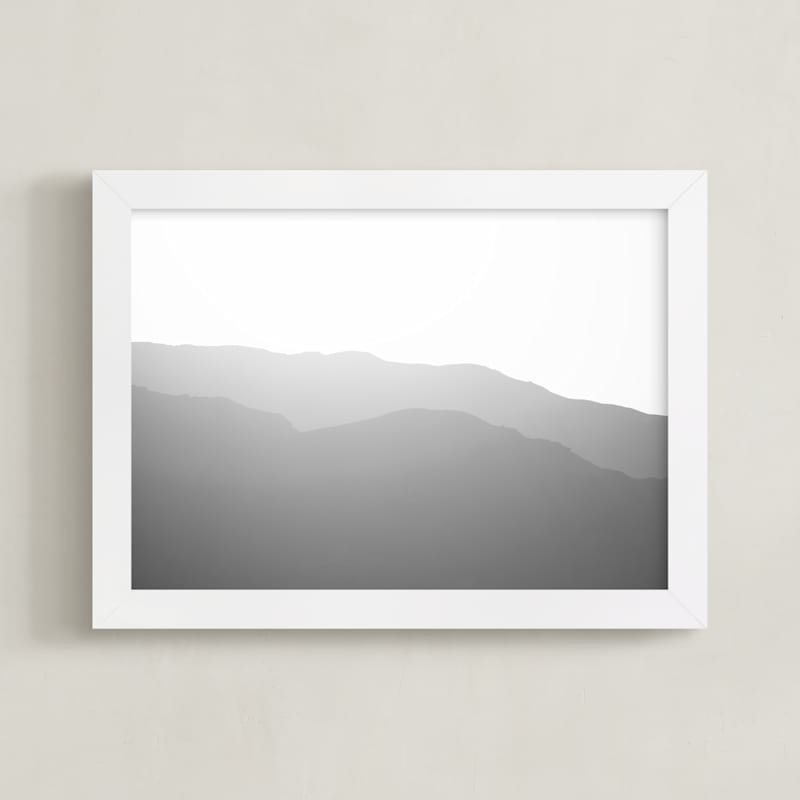 "Mountains of Eilat #3" - Art Print in Grey Sunset by Tal Paz-Fridman - Framed