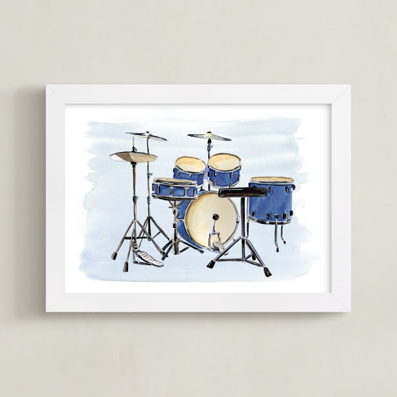 "Blue Drum Kit" by Lisa Travis in beautiful frame options and a variety of sizes.