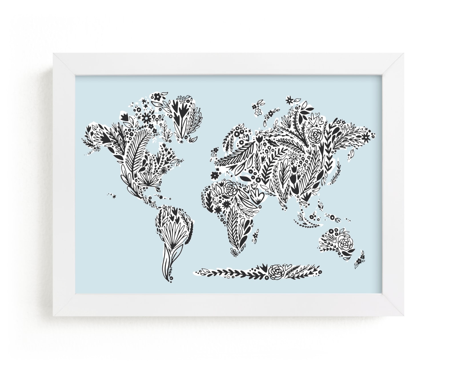 "Fine Floral World Map" by Jessie Steury in beautiful frame options and a variety of sizes.