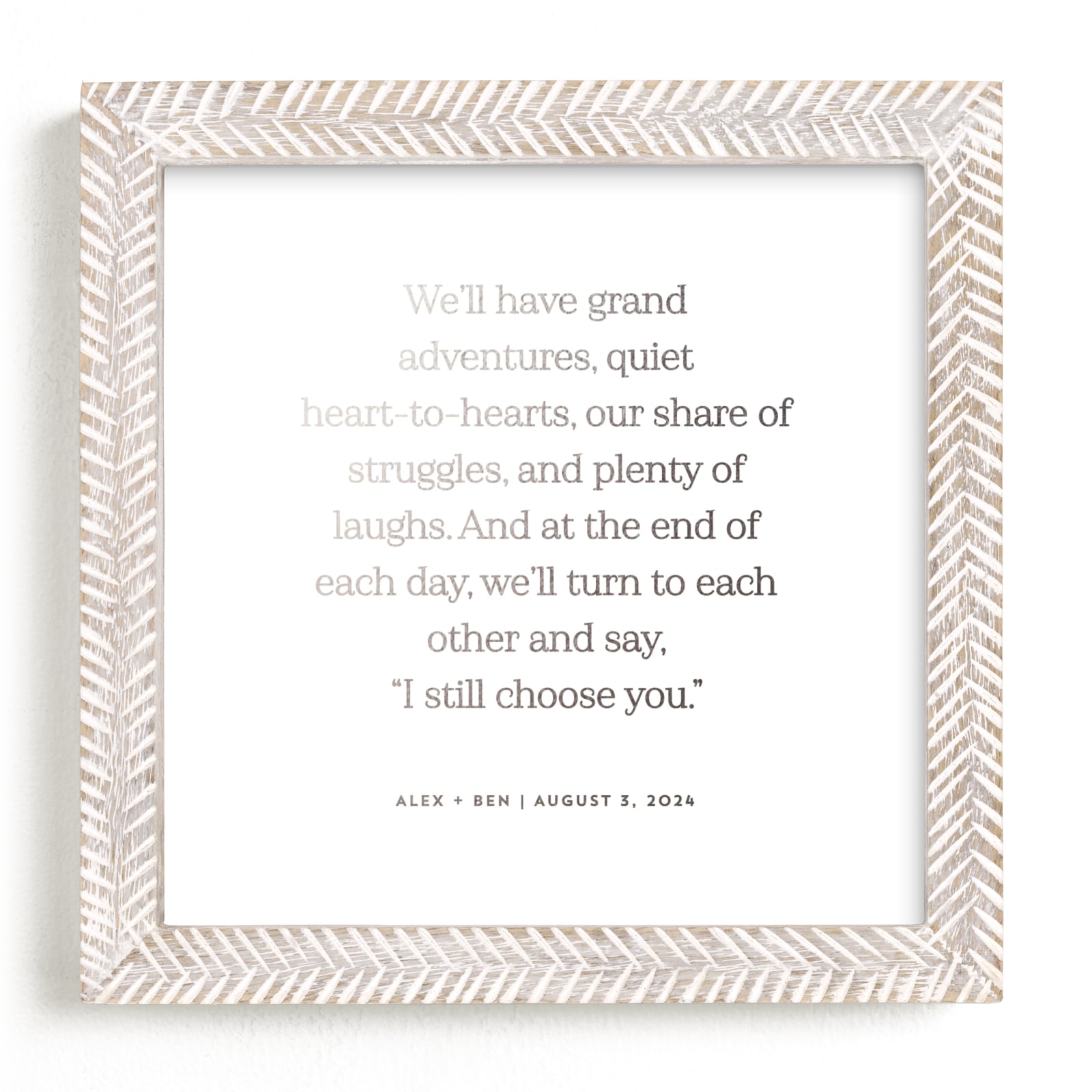 This is a silver photos to art by Minted called Your Vows as a Foil Art Print.
