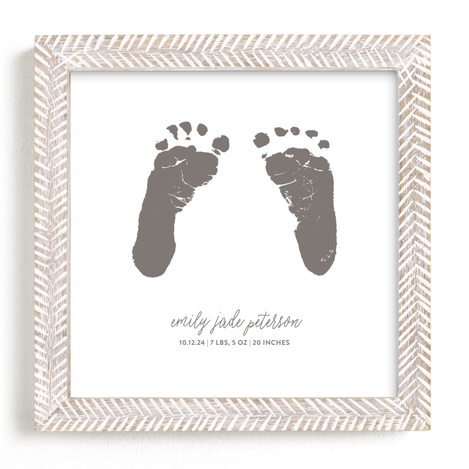 This is a grey photos to art by Minted Custom called Custom Footprints Letterpress Art.
