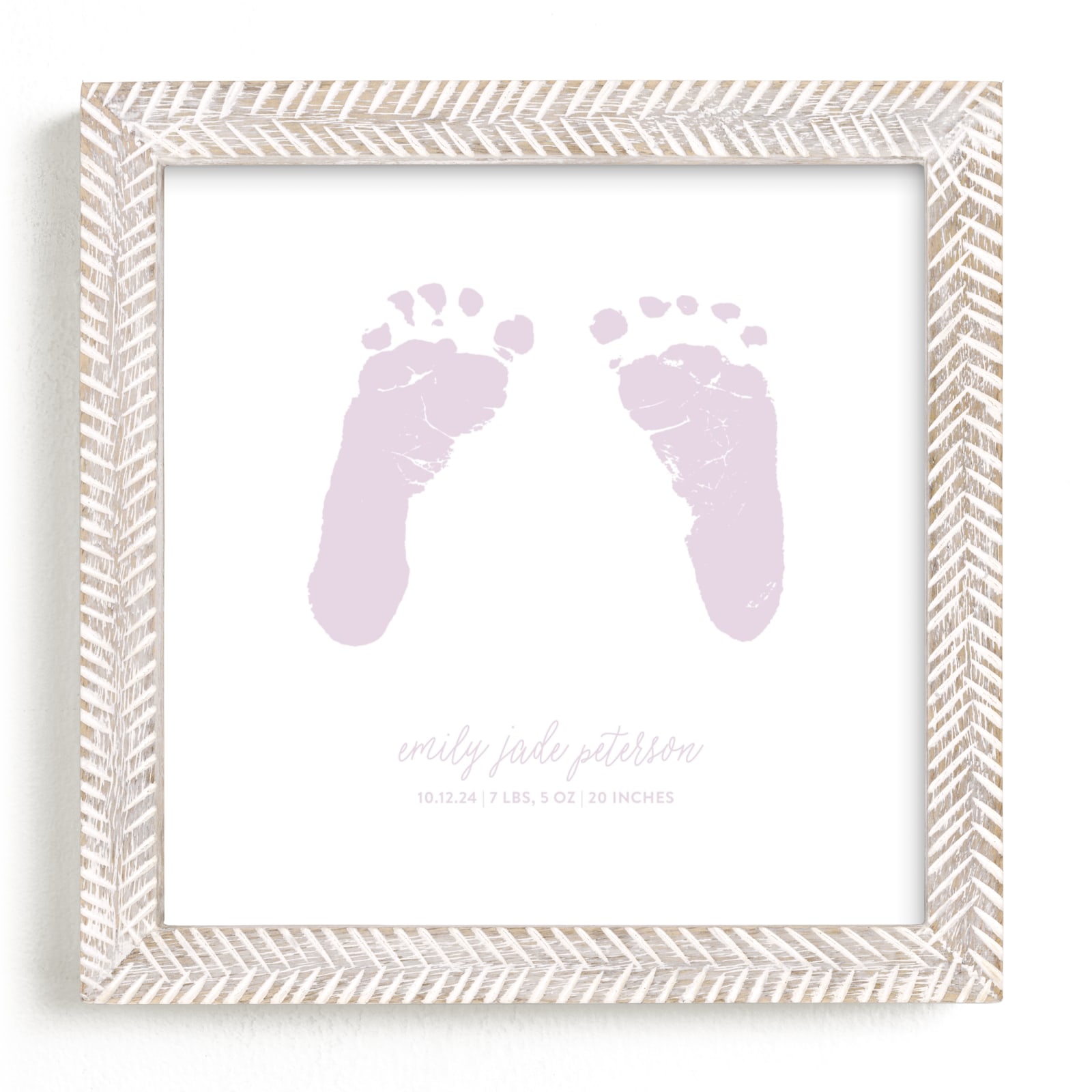 This is a purple photos to art by Minted Custom called Custom Footprints Letterpress Art.