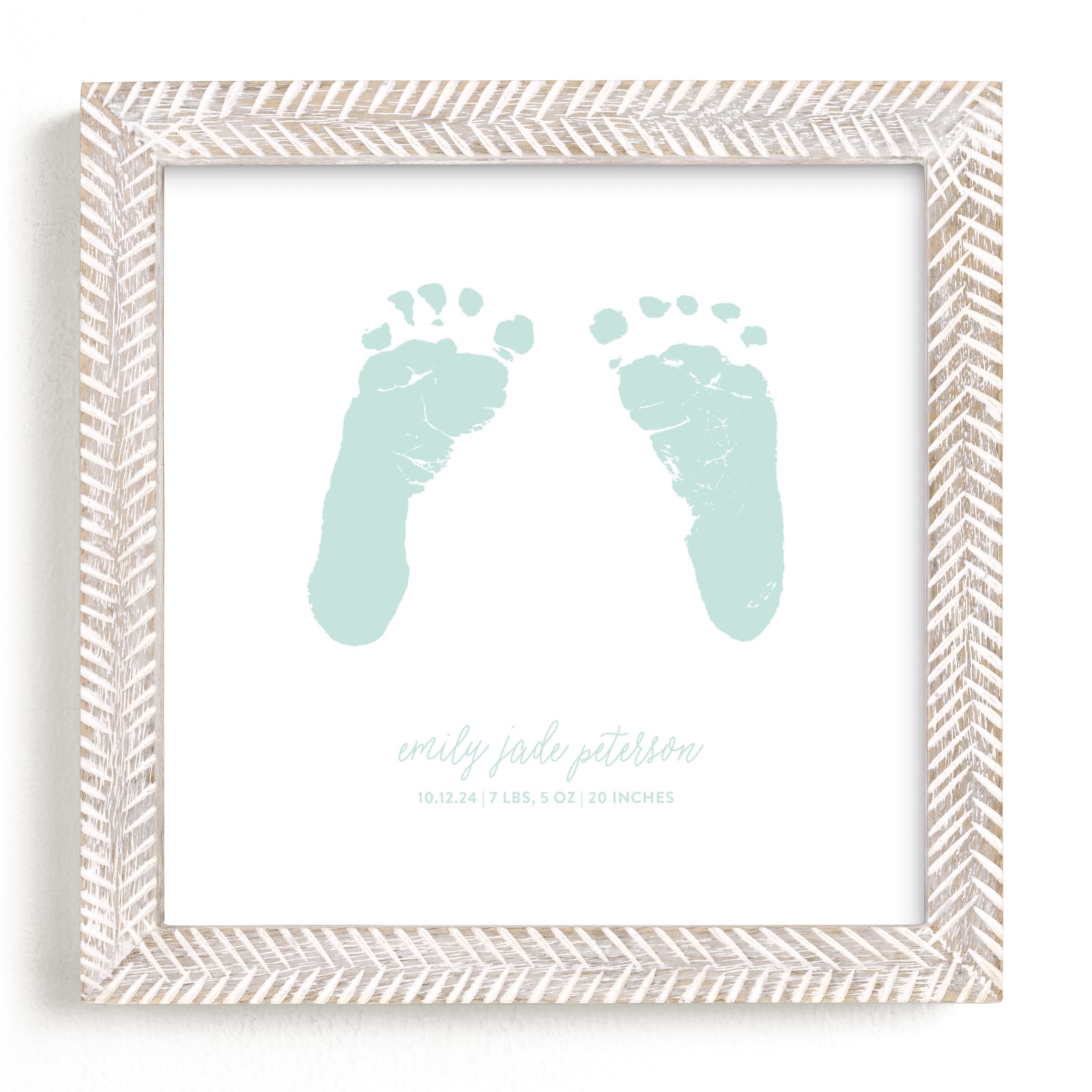 This is a green photos to art by Minted Custom called Custom Footprints Letterpress Art.