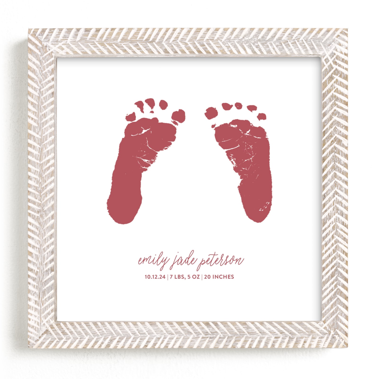 This is a red photos to art by Minted Custom called Custom Footprints Letterpress Art.