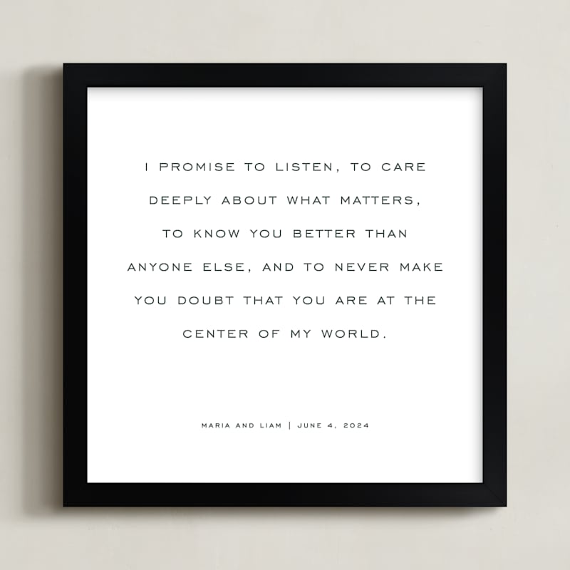 "Your Vows: Square Orientation Custom Print " - Completely Custom Art by Minted in beautiful frame options and a variety of sizes.