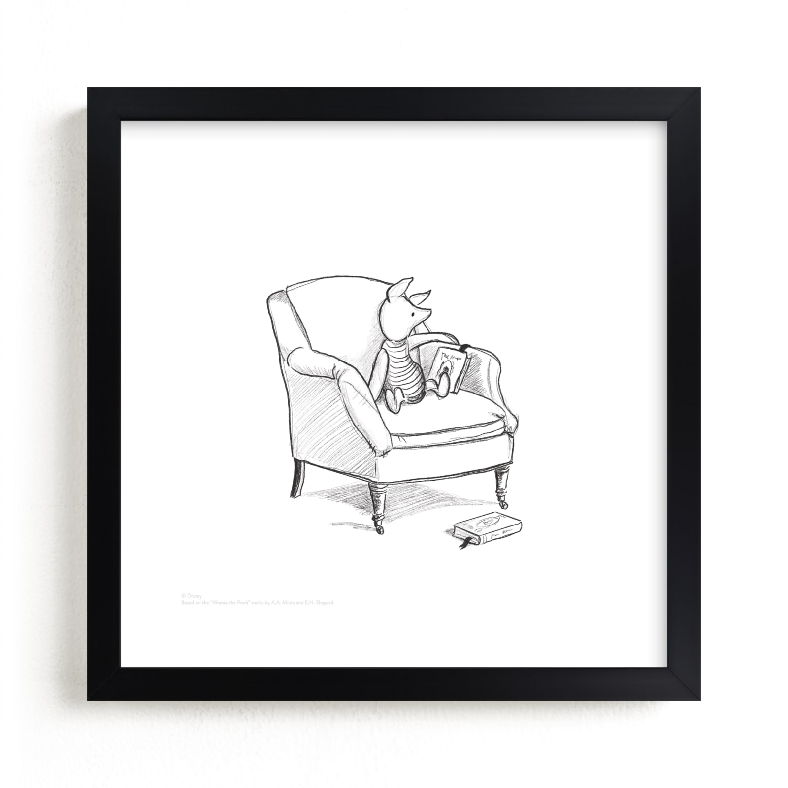 "Piglet Lounging from Disney's Winnie The Pooh" - Limited Edition Art Print by Stefanie Lane in beautiful frame options and a variety of sizes.