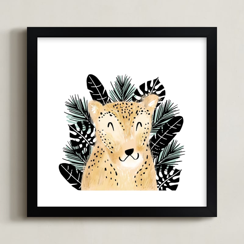 "Little Lion Cub" - Art Print in Mint by Jackie Crawford - Framed