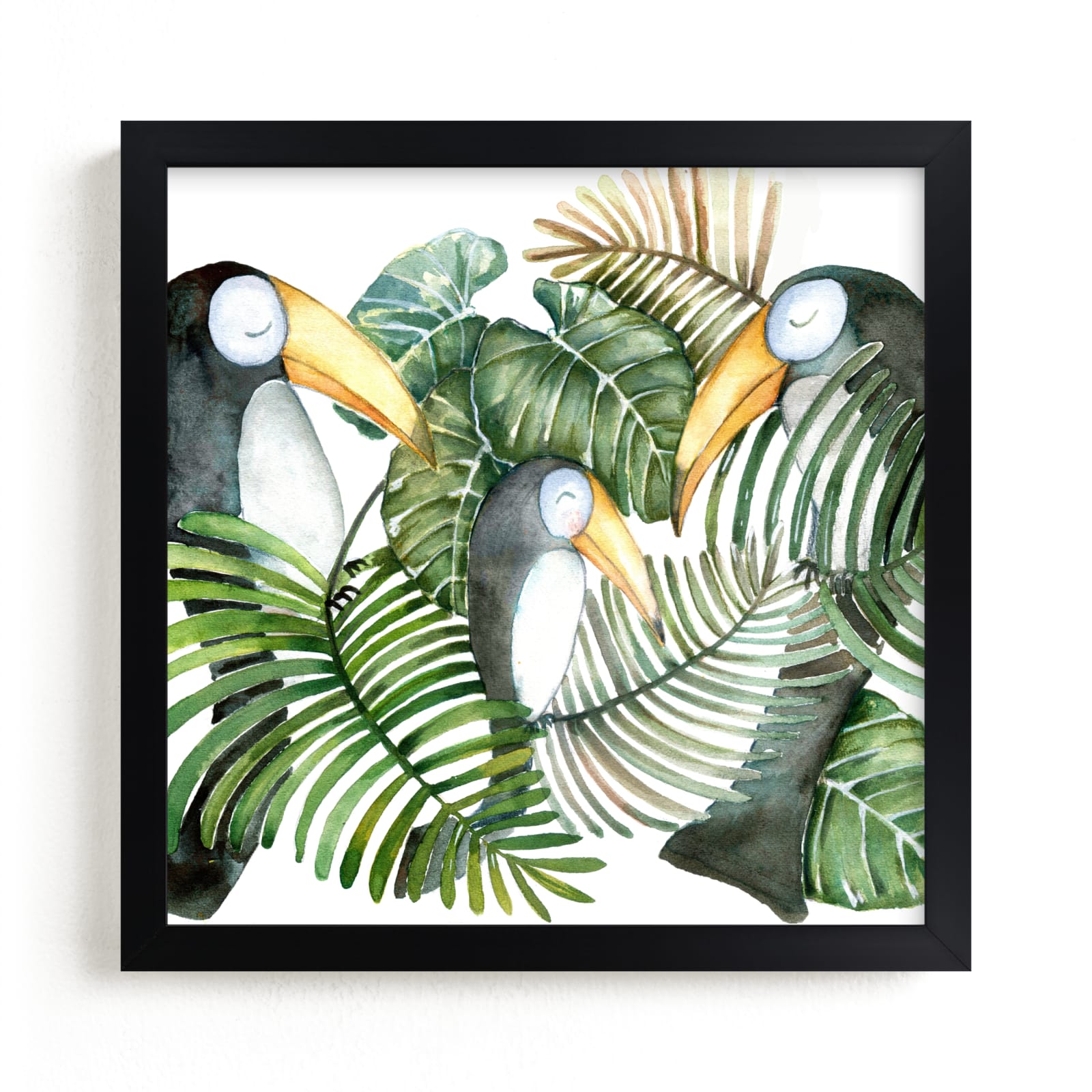 "Toucan jungle family" - Limited Edition Art Print by Lulaloo in beautiful frame options and a variety of sizes.