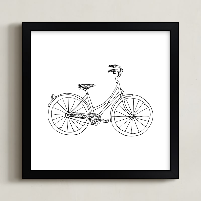 "bicycle" - Art Print in Black by Phrosné Barwood - Framed