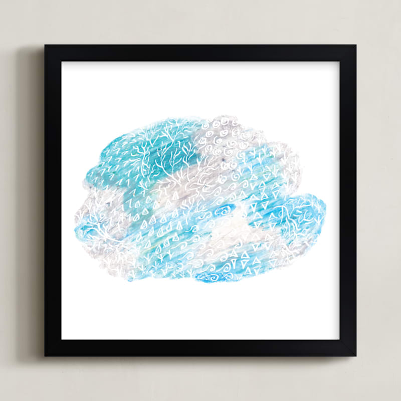 "Cloud" - Art Print in sky blue by Kanika Mathur - Framed