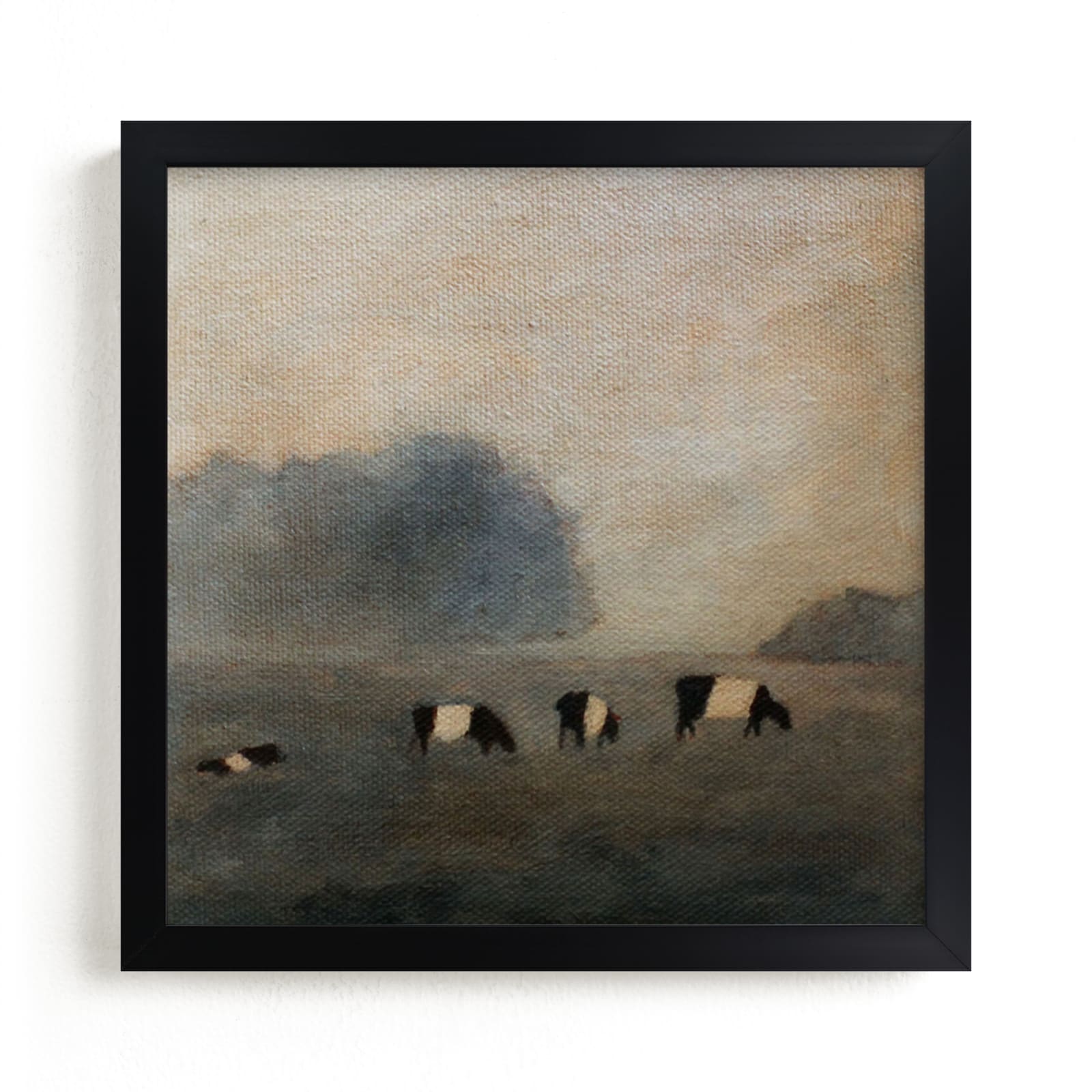 "Cows in the Mist" - Art Print by claire whitehead in beautiful frame options and a variety of sizes.