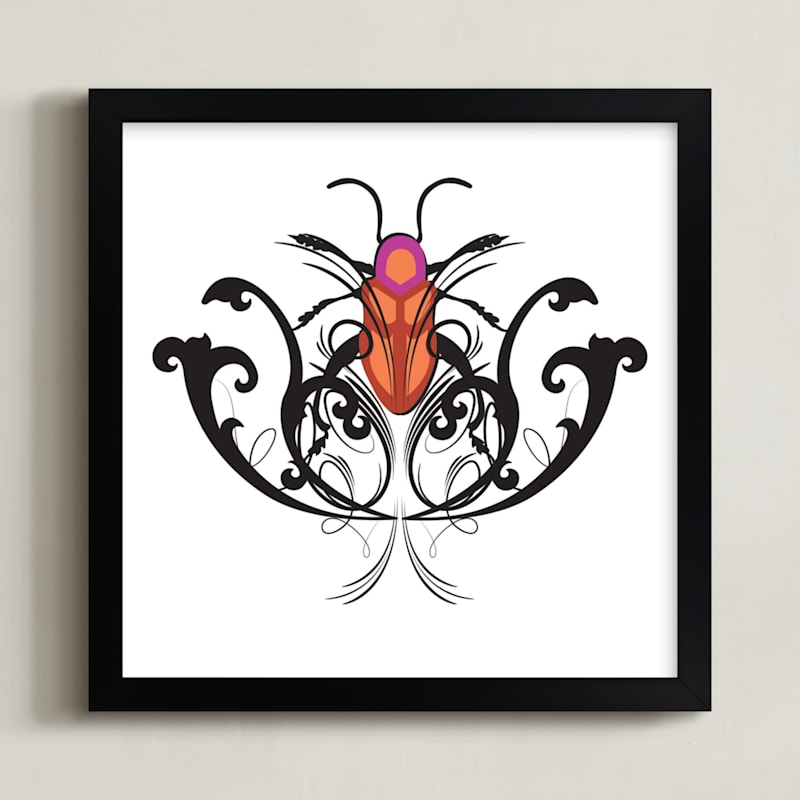 "Pink Beetle" - Art Print in Black & Pink by Katrina Leandro - Framed