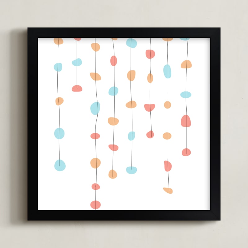 "Hanging Pebbles" - Art Print in Light red by Elaine Stephenson - Framed