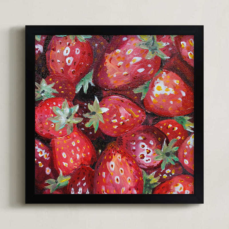 "Strawberried" - Art Print in Strawberry Red by The Tattered Traveler - Framed