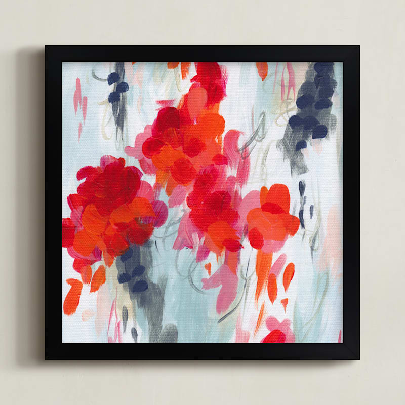"Poppies Squared" - Art Print in Poppy by Holly Whitcomb - Framed