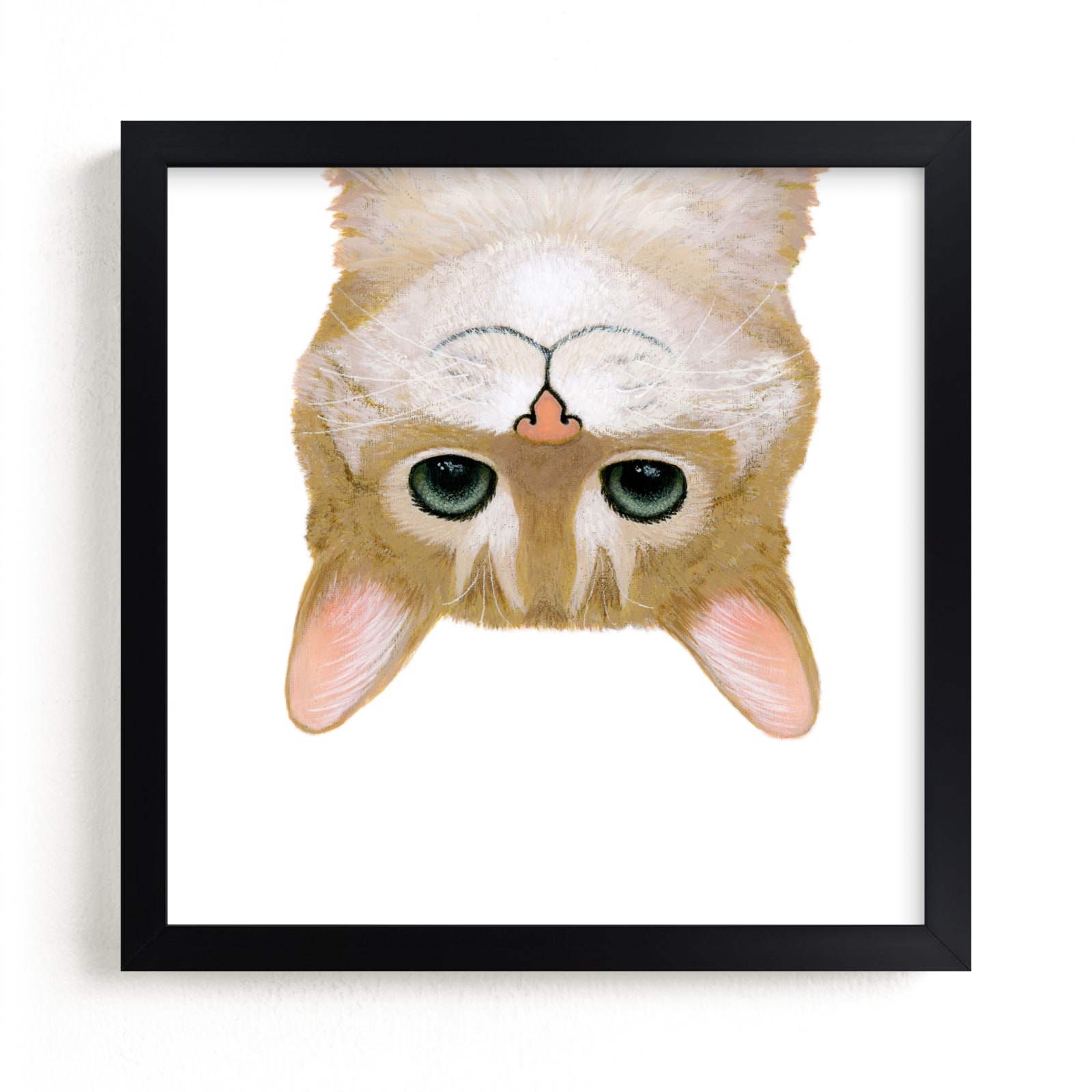 "Derpy Upside Down Cat" by Deborah Chou in beautiful frame options and a variety of sizes.