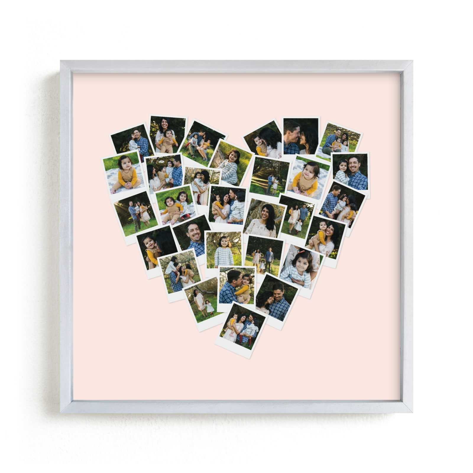 This is a pink photo art by Minted called Heart Snapshot Mix® Hues Photo Art.