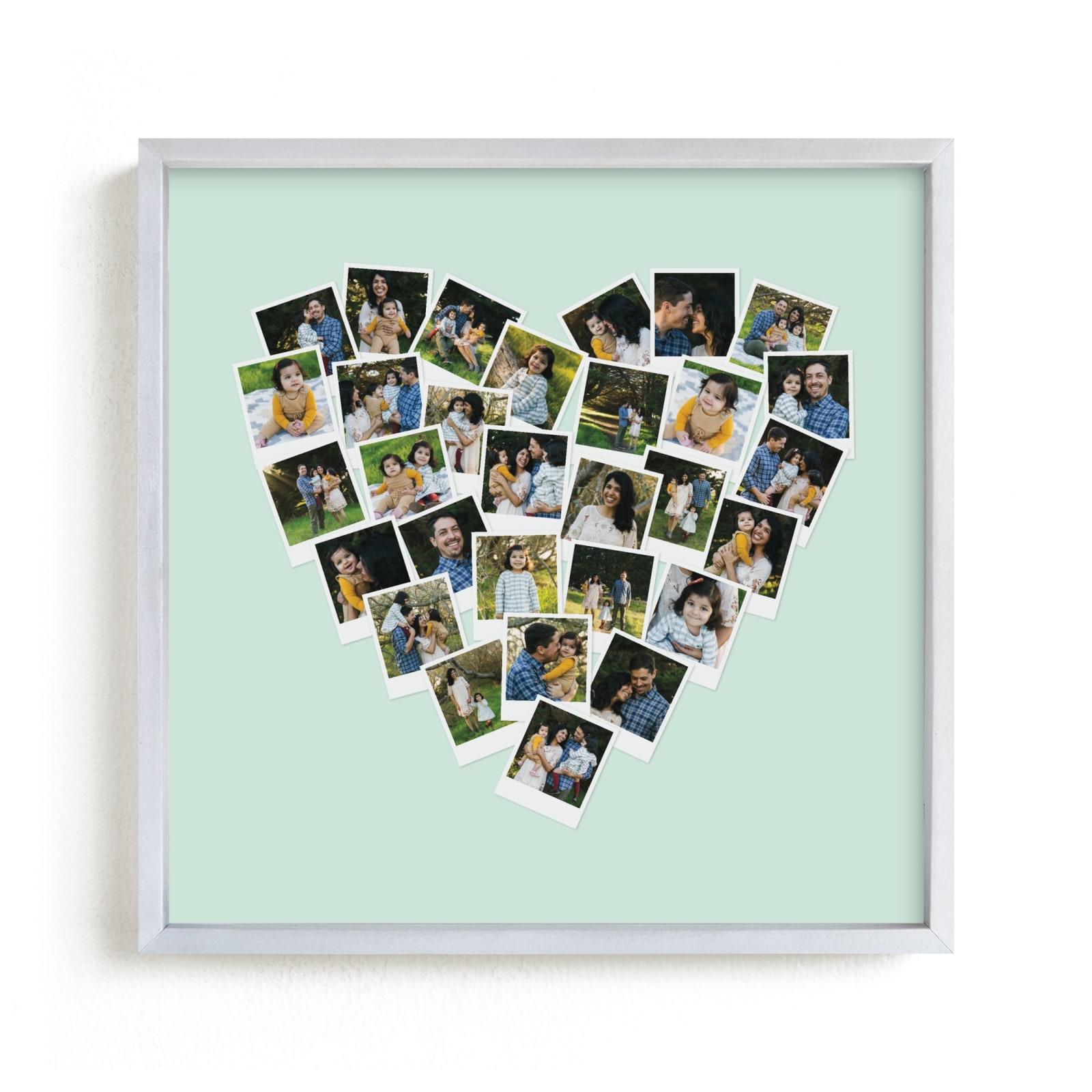 This is a green photo art by Minted called Heart Snapshot Mix® Hues Photo Art.