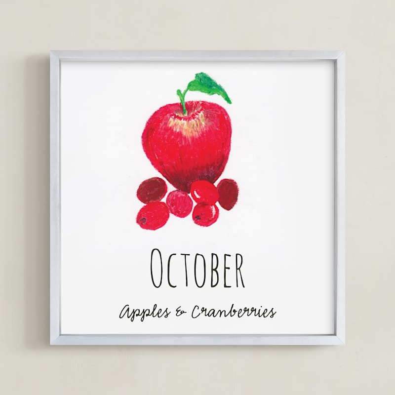 "October Fruits" - Art Print in Apple Red by Kanika Mathur - Framed