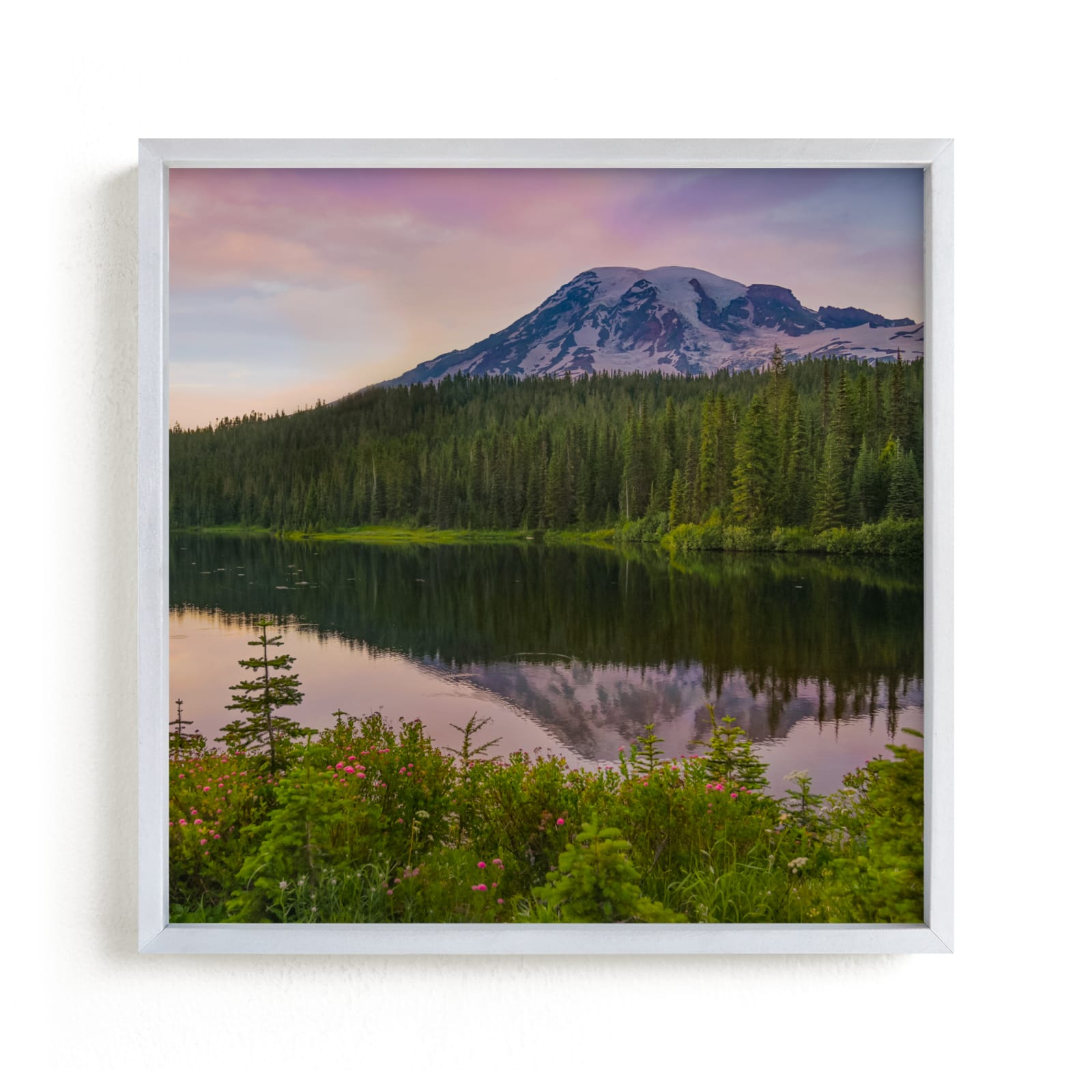 "Dusk at Reflection Lake, WA" by Abby Ehntholt in beautiful frame options and a variety of sizes.