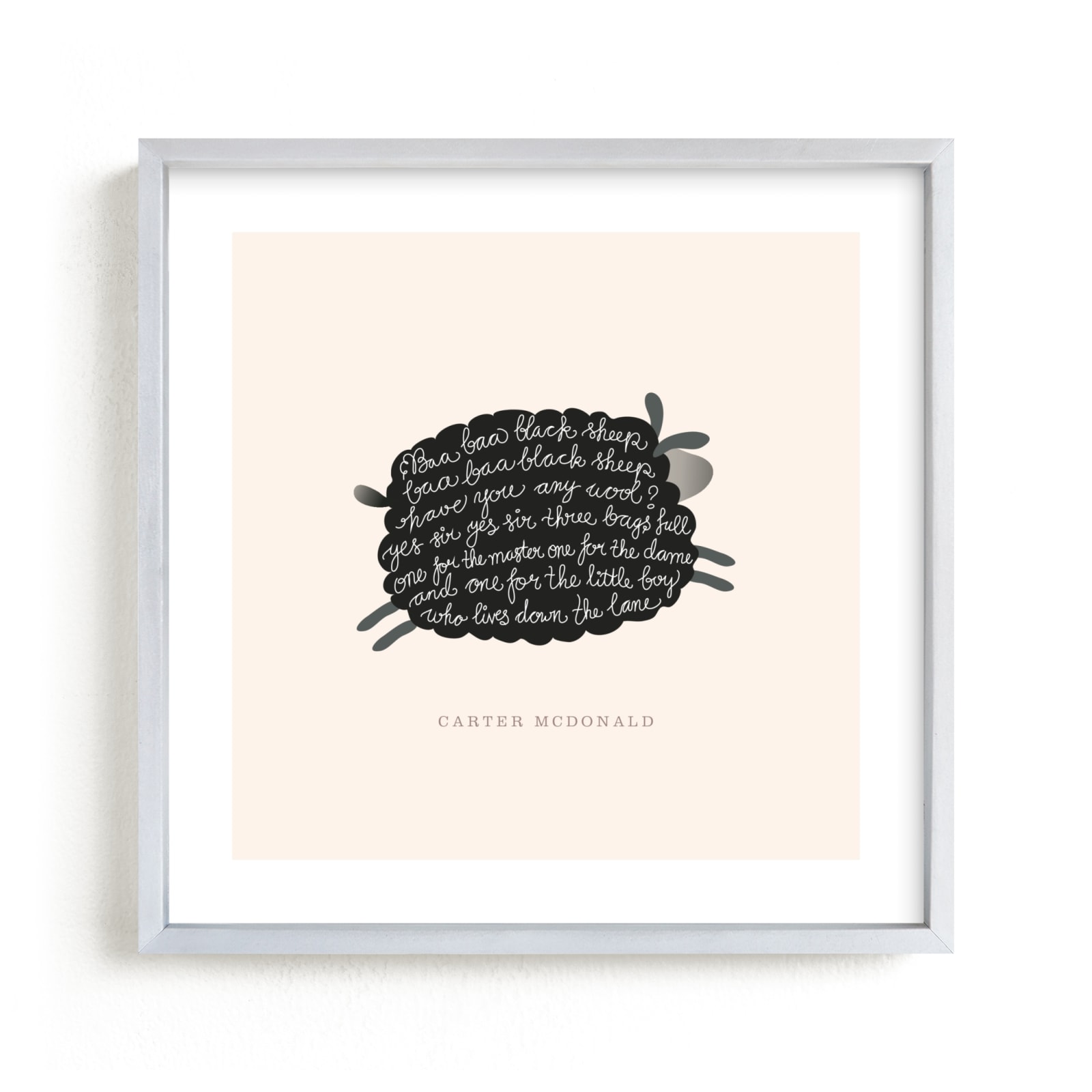 "Jumping Black Sheep" - Nursery Custom Art Print by chocomocacino in beautiful frame options and a variety of sizes.