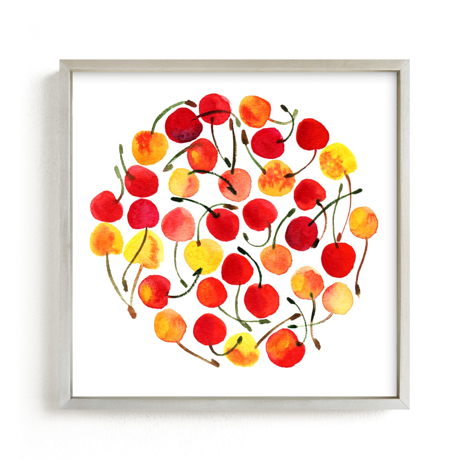 "whimsical watercolor cherries" - Limited Edition Art Print by Alexandra Dzh in beautiful frame options and a variety of sizes.