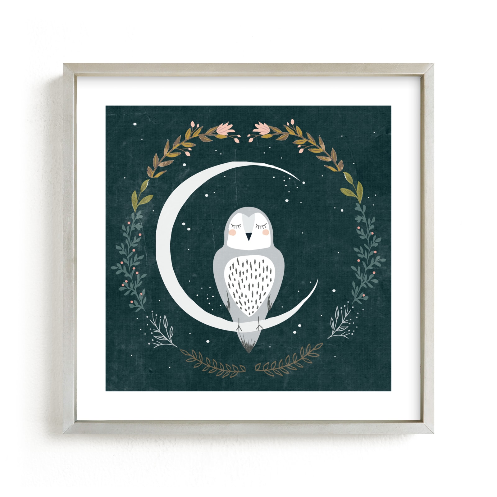 "Moon and Owl" by Hannah Williams in beautiful frame options and a variety of sizes.