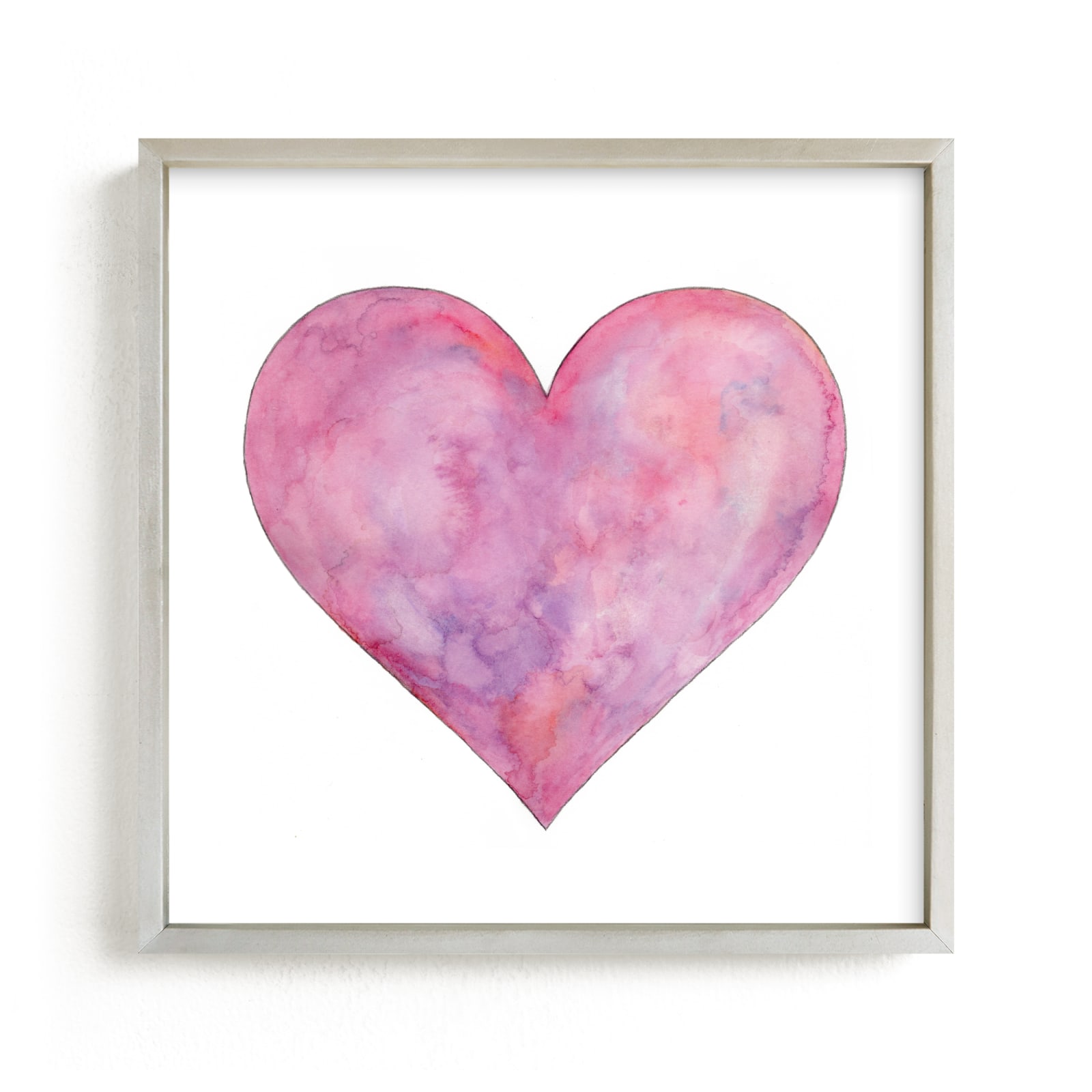 "Pink Watercolor Heart" by Kathy Van Torne in beautiful frame options and a variety of sizes.