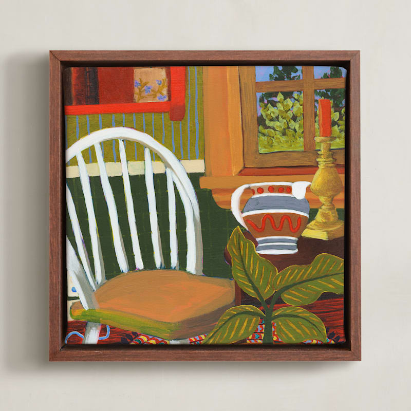 "Cozy Home" - Art Print in Yellow Ochre by Arrin Kartel - Framed Canvas