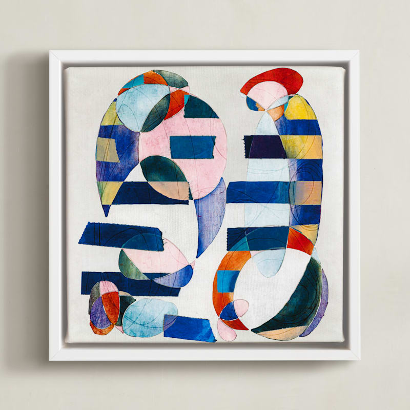 "Circus Family" - Art Print in Lapis by Pamela Viola - Framed Canvas