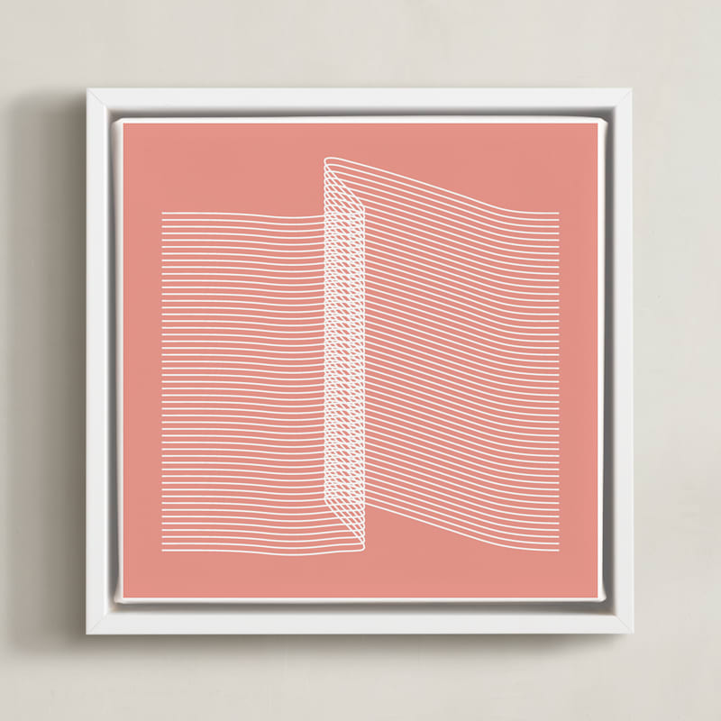 "Pink and Lines rigth" - Art Print in coral pink by Marco Berrios - Framed Canvas