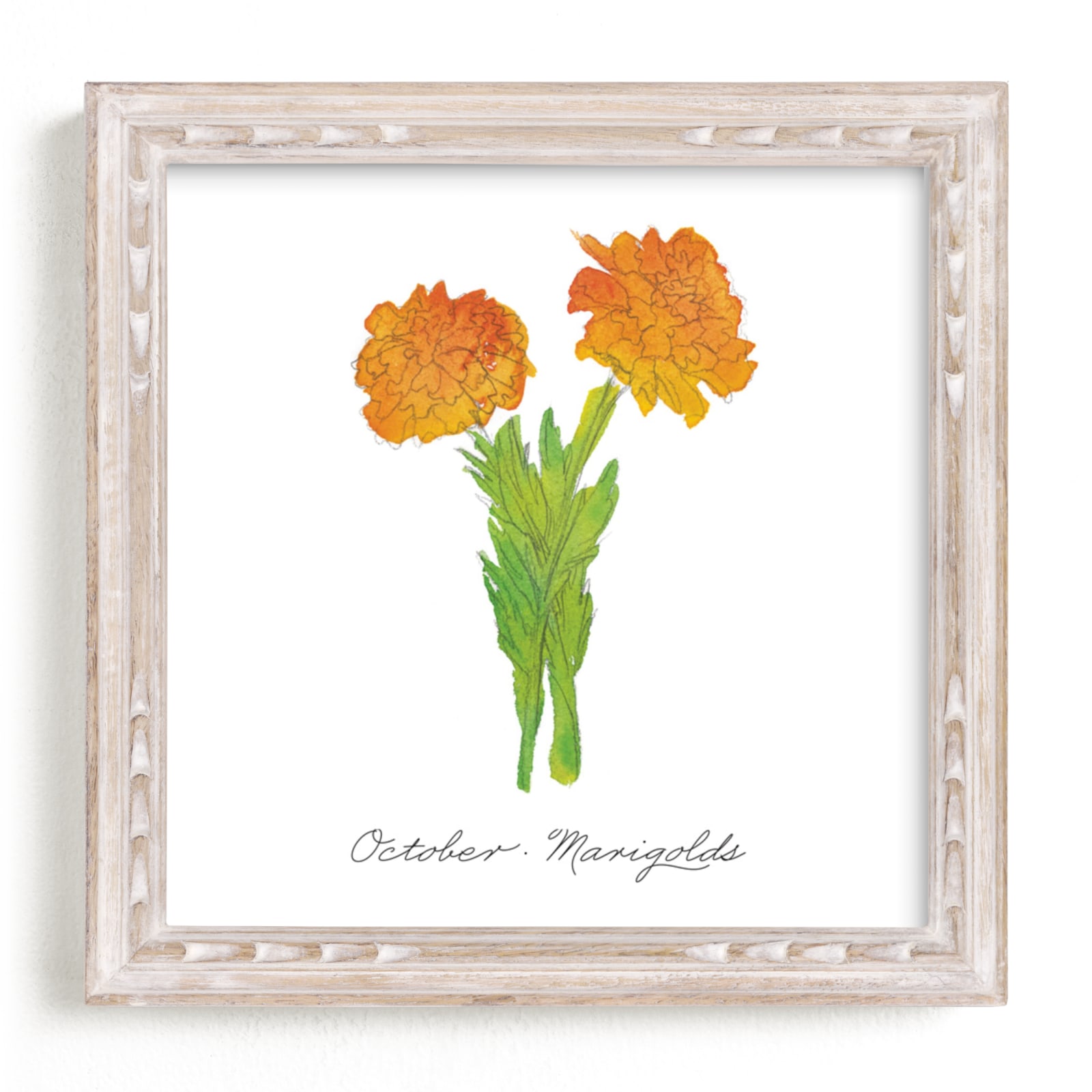 "October Marigold" - Art Print by Liz Conley in beautiful frame options and a variety of sizes.