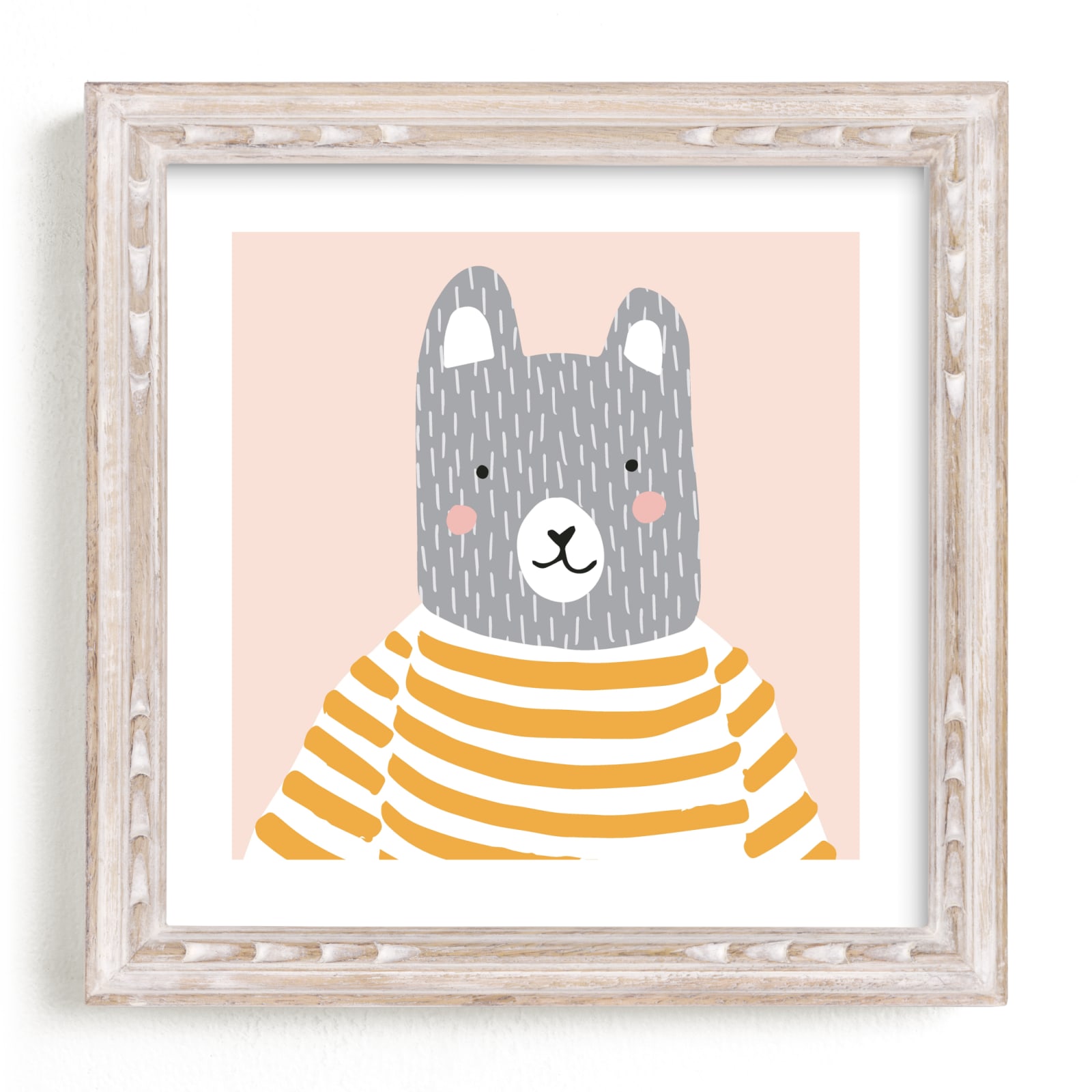 "Stripe Top Bear" - Limited Edition Art Print by Megan Monismith in beautiful frame options and a variety of sizes.