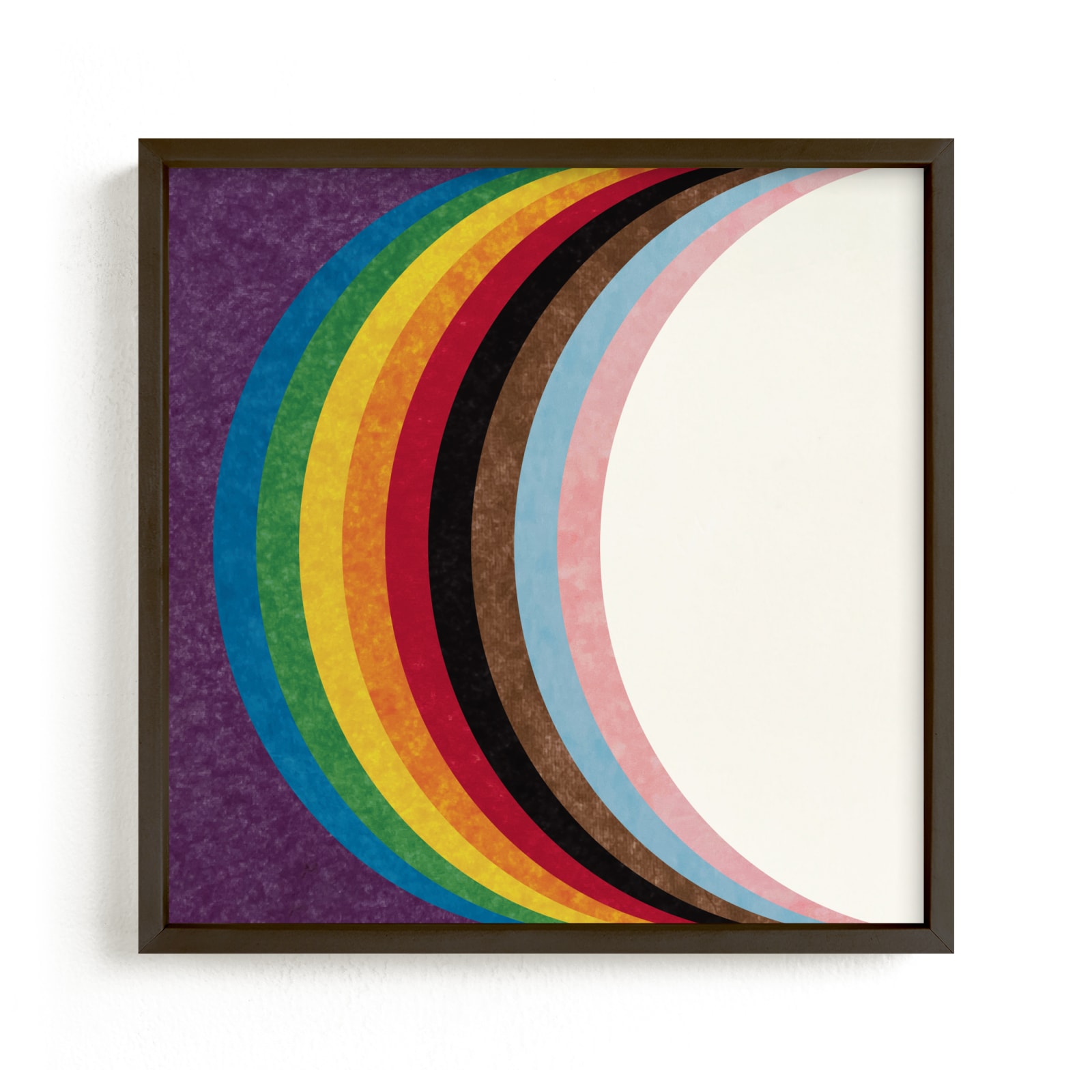 "Progressive Pride Crescent" by Erin Deegan in beautiful frame options and a variety of sizes.