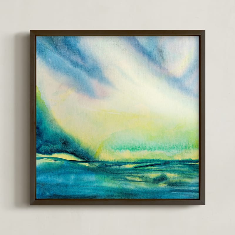 "Petrichor" - Art Print in Fresh Blue by Stacy Kron - Framed
