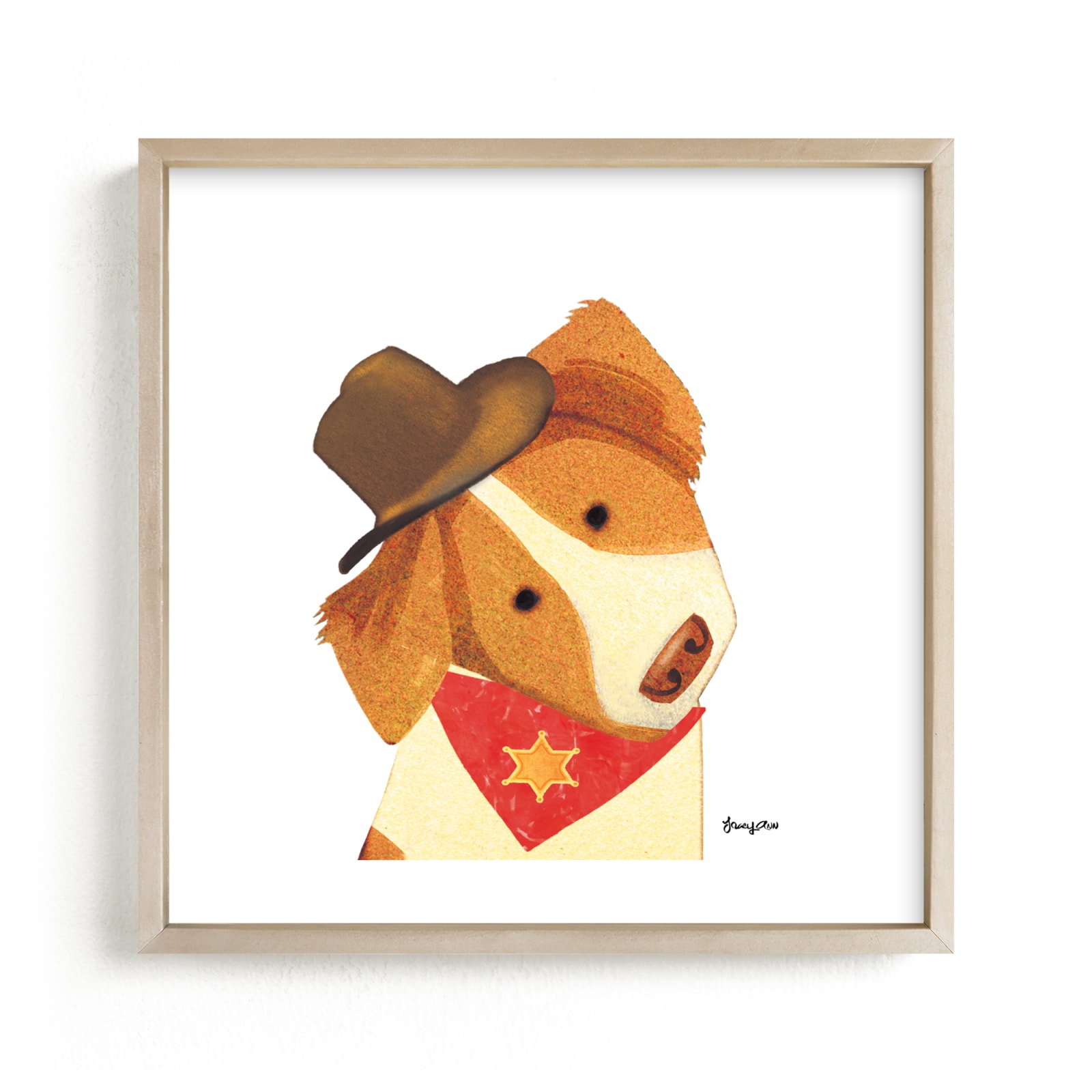 "Sheriff Dog" - Art Print by Tracy Ann in beautiful frame options and a variety of sizes.
