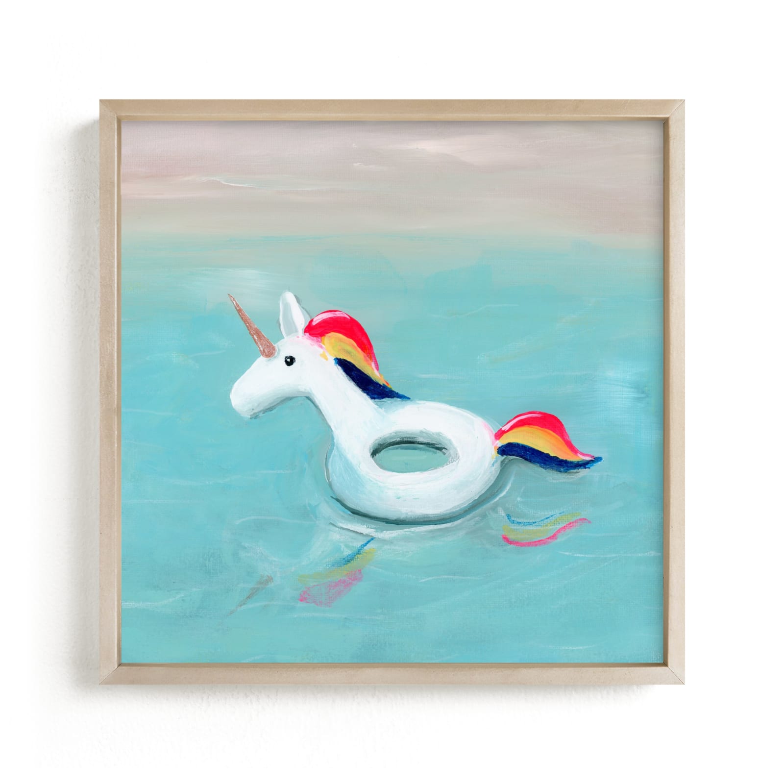 "Unicorn Floaty" by Lindsay Megahed in beautiful frame options and a variety of sizes.