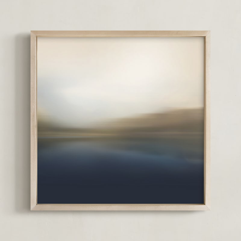 "Morning in the Mountains" - Art Print in Misty Blue by Karen Kaul - Framed