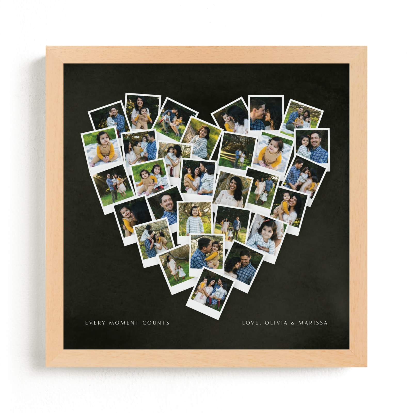 This is a colorful, green photo art by Minted called Painted Hues Heart Snapshot Mix® Cool.