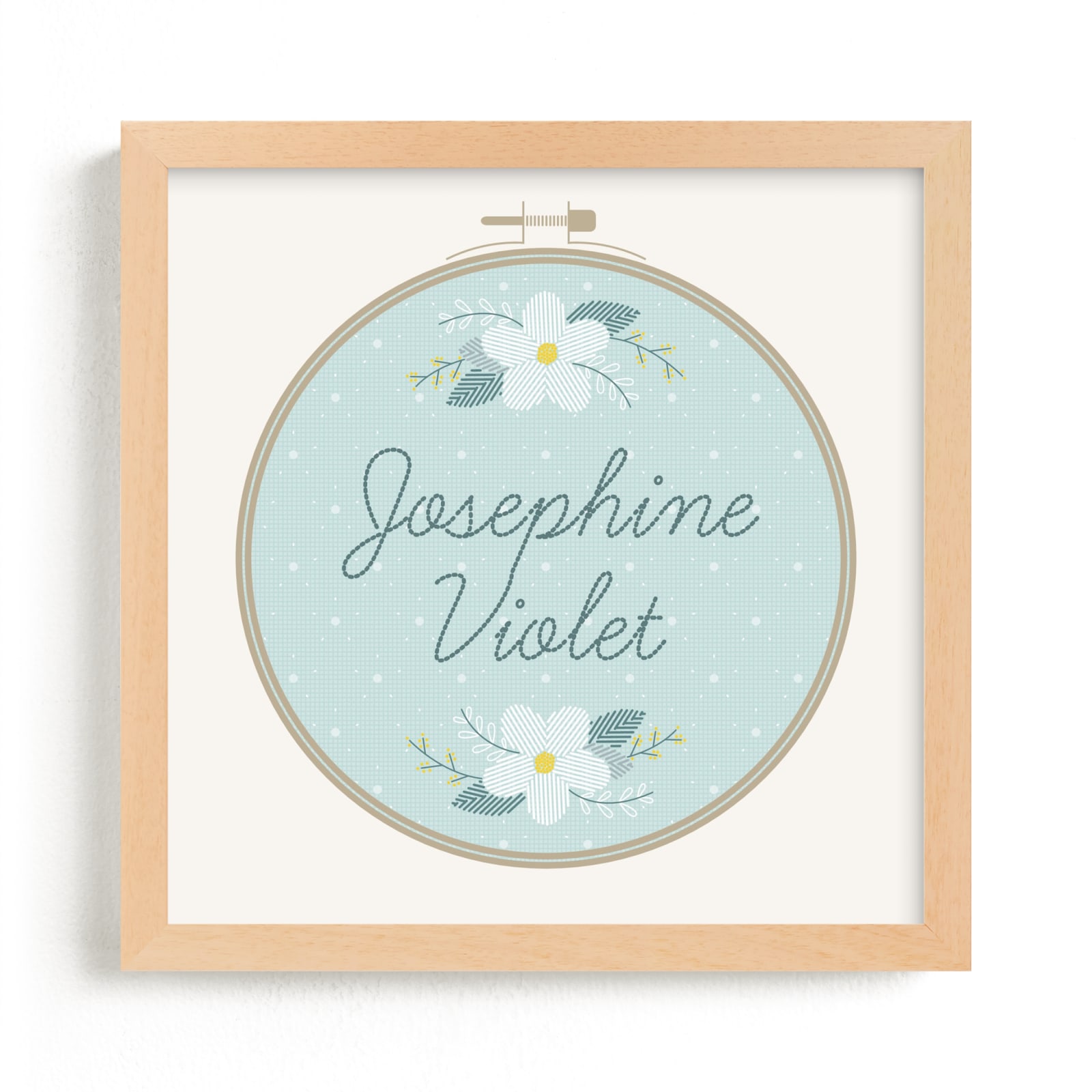 "Embroidery Name" - Custom Open Edition Children's Art Print by Carolyn Kach in beautiful frame options and a variety of sizes.