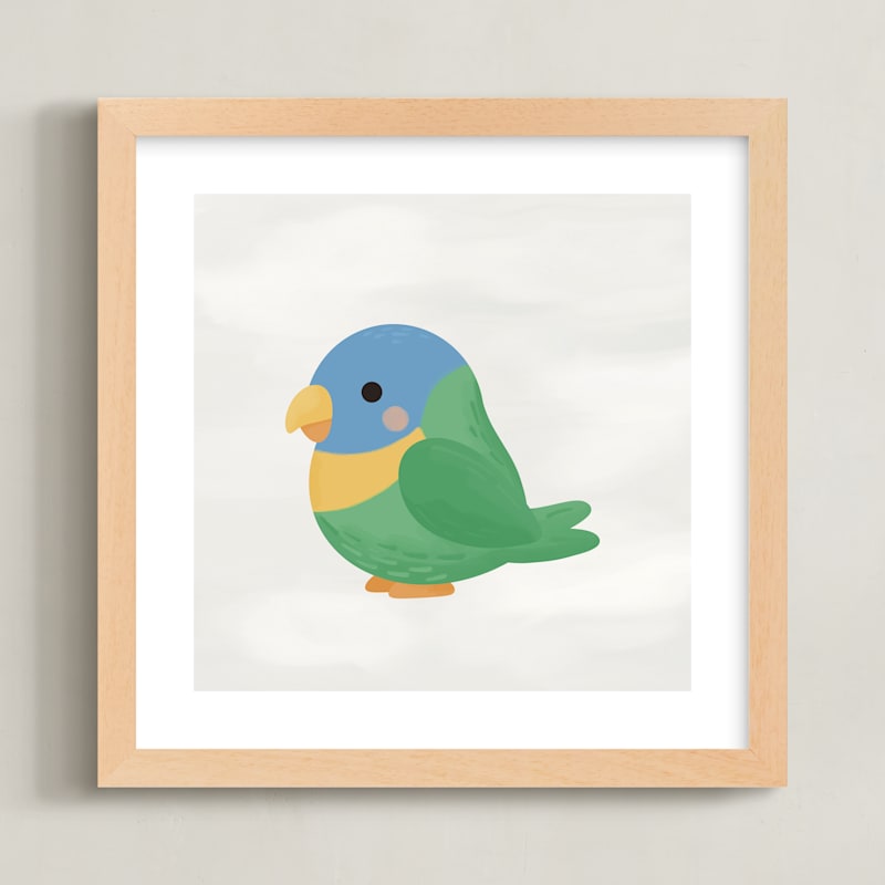 "Tropical Birds Lorikeet" - Art Print in Jade by Diana Pinnell - Framed