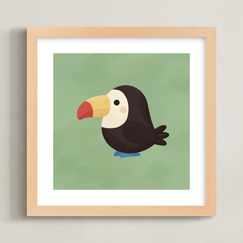 "Tropical Birds Toucan" - Art Print in Cocoa by Diana Pinnell - Framed
