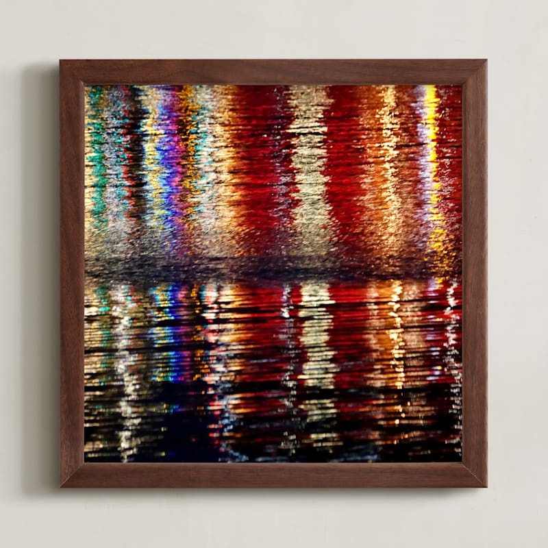 "Water Lights" - Art Print in Xmas red by Sea and Sky - Framed