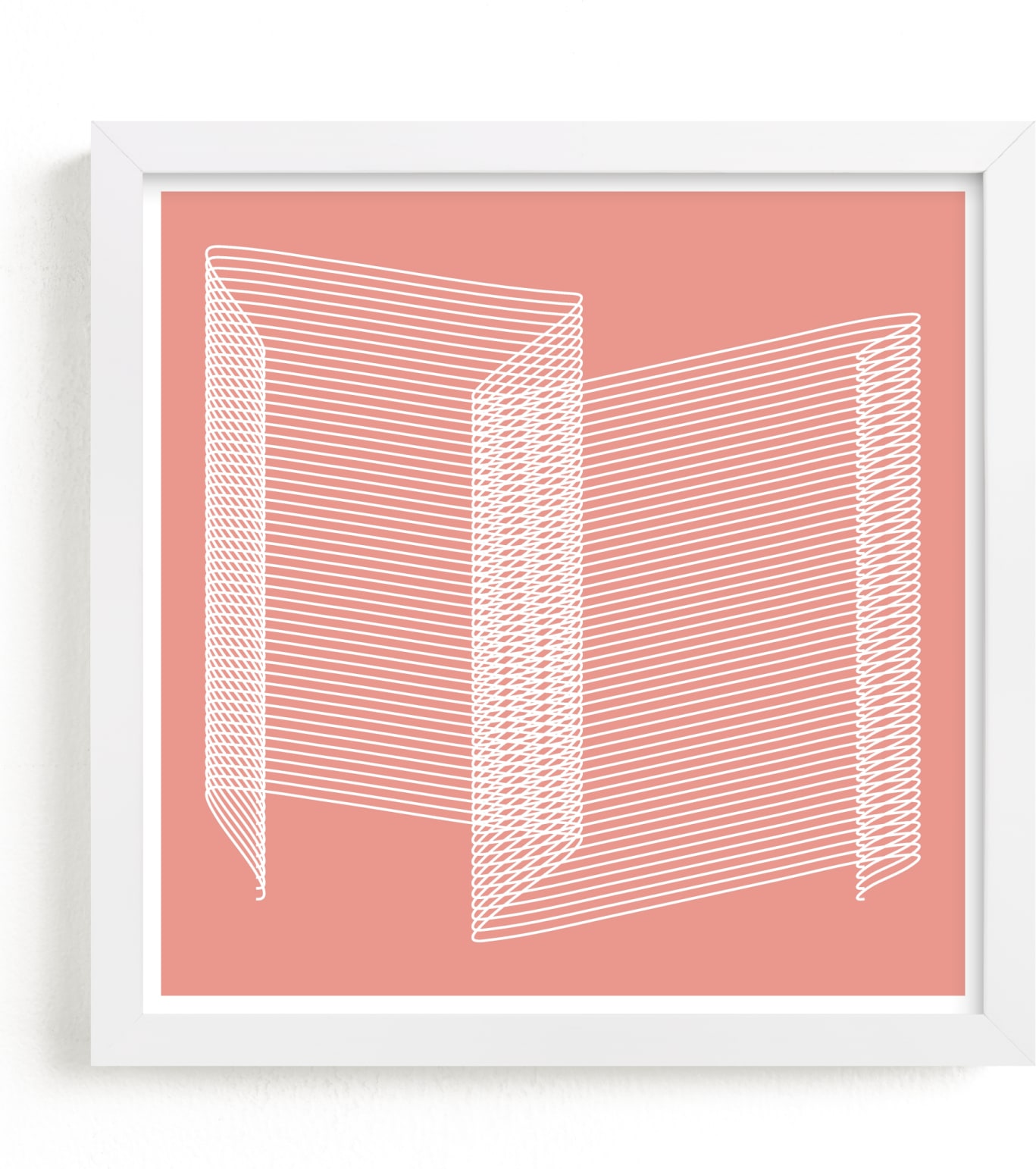 This is a white art by Marco Berrios called pink and lines.