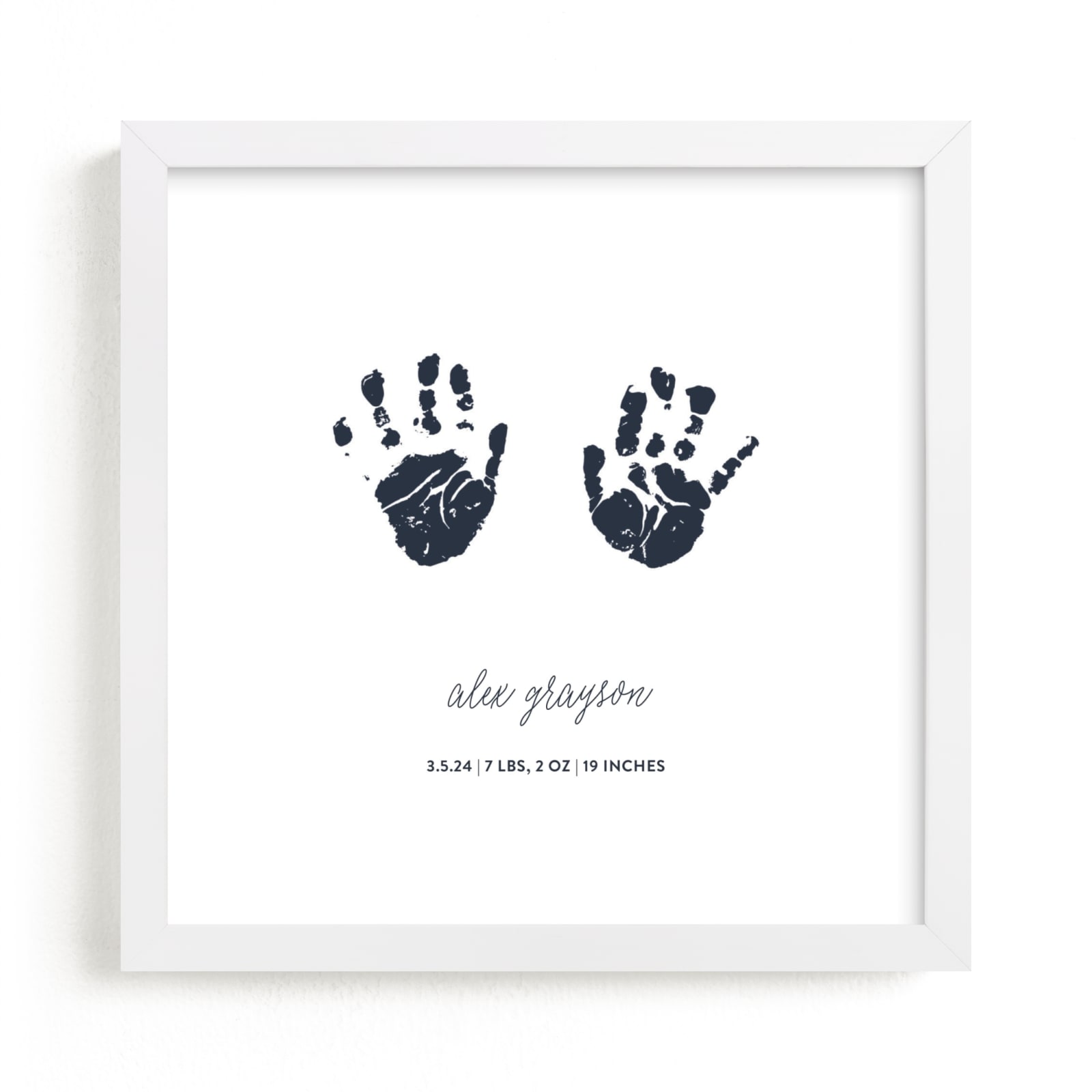 This is a blue photos to art  by Minted called Custom Handprints as Art.