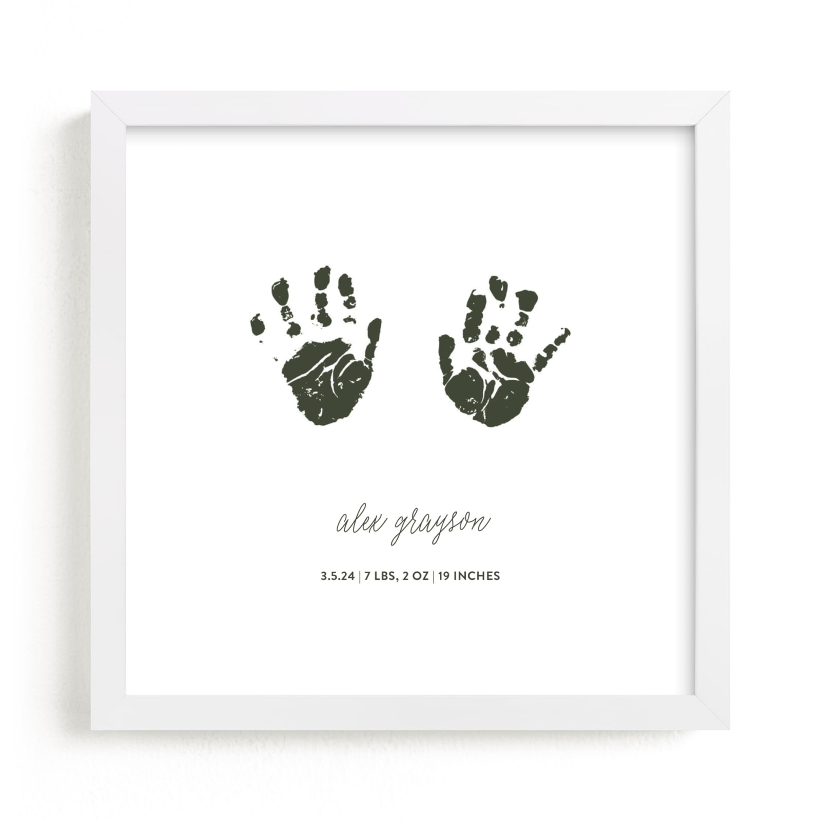 This is a green photos to art  by Minted called Custom Handprints as Art.