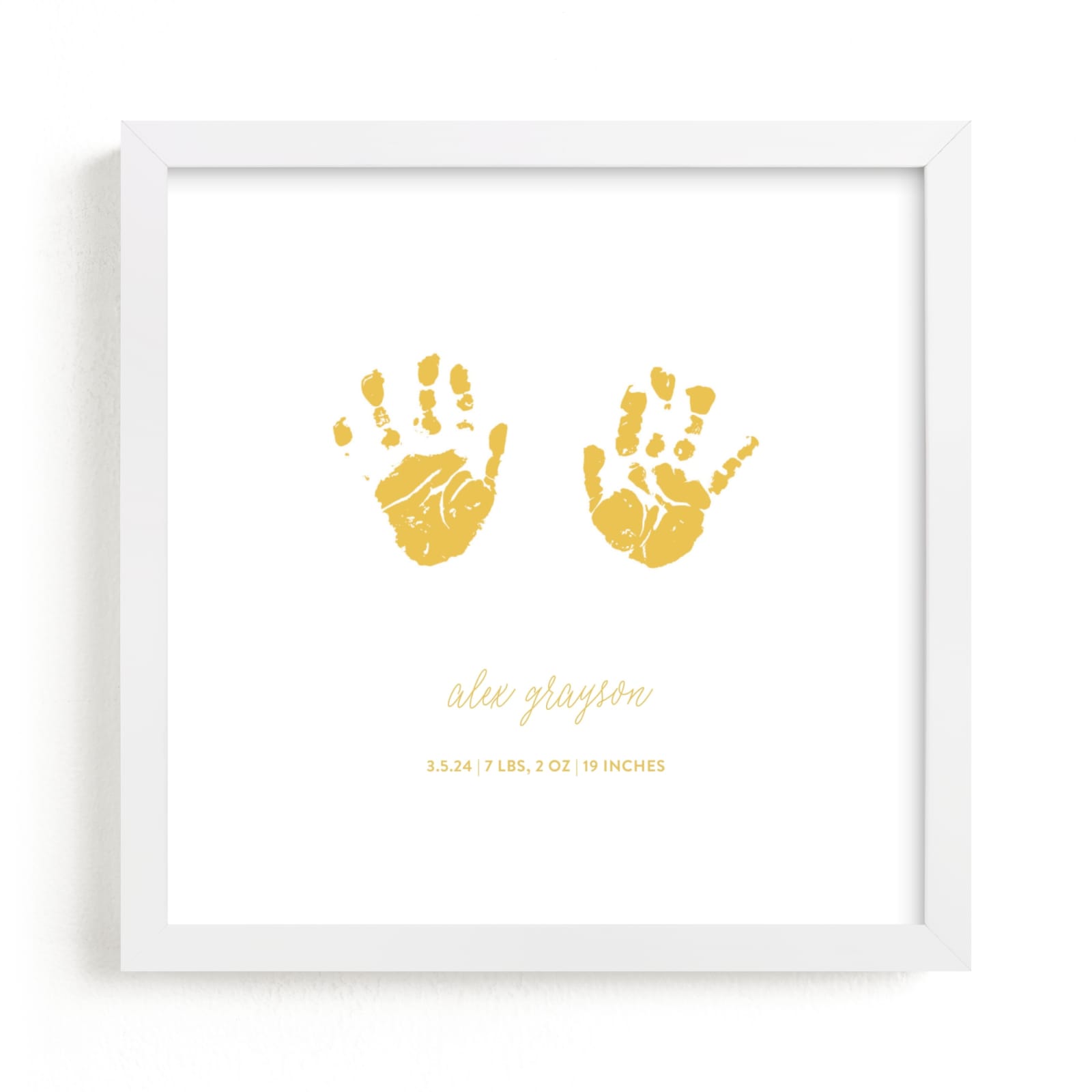 This is a yellow photos to art  by Minted called Custom Handprints as Art.
