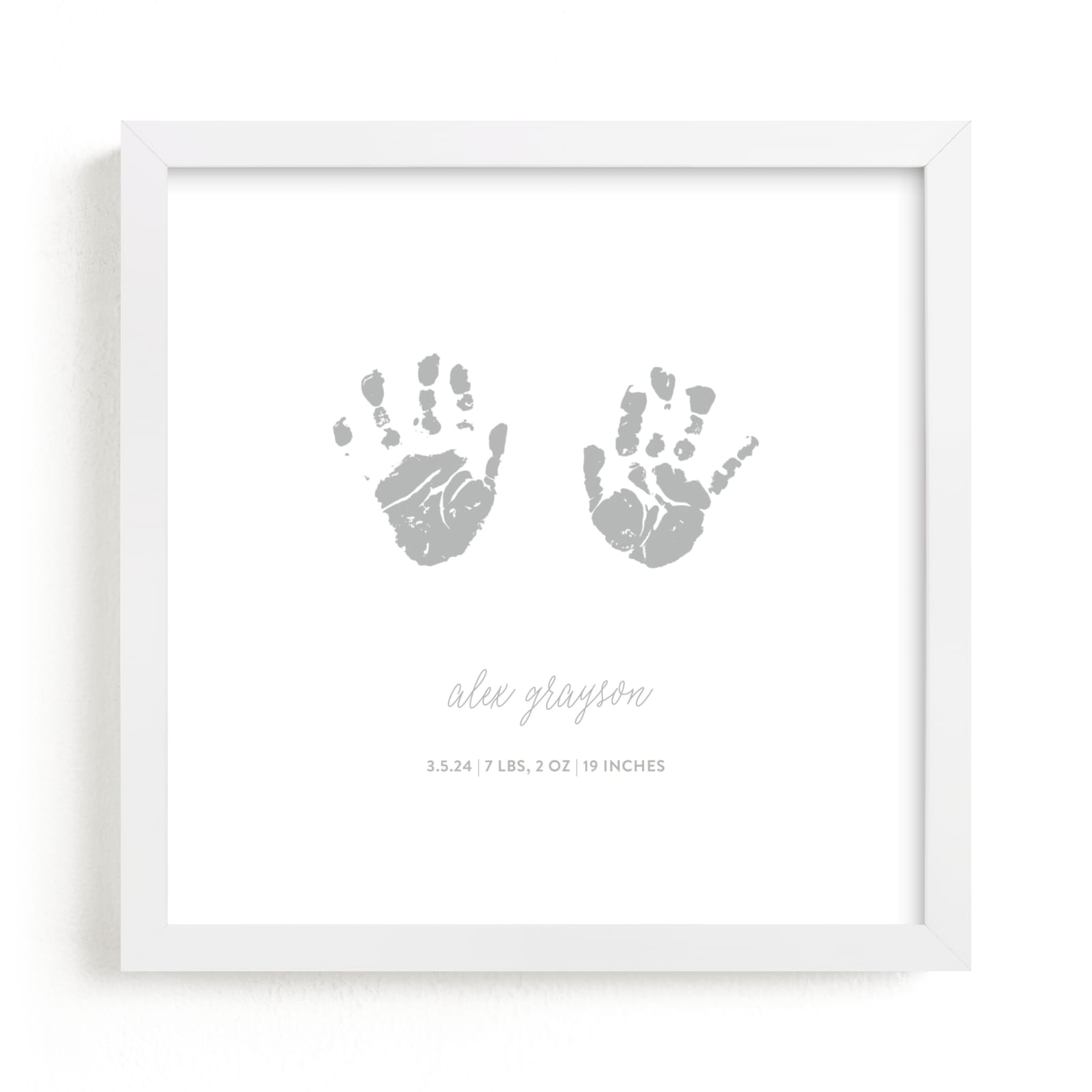 This is a grey photos to art  by Minted called Custom Handprints as Art.