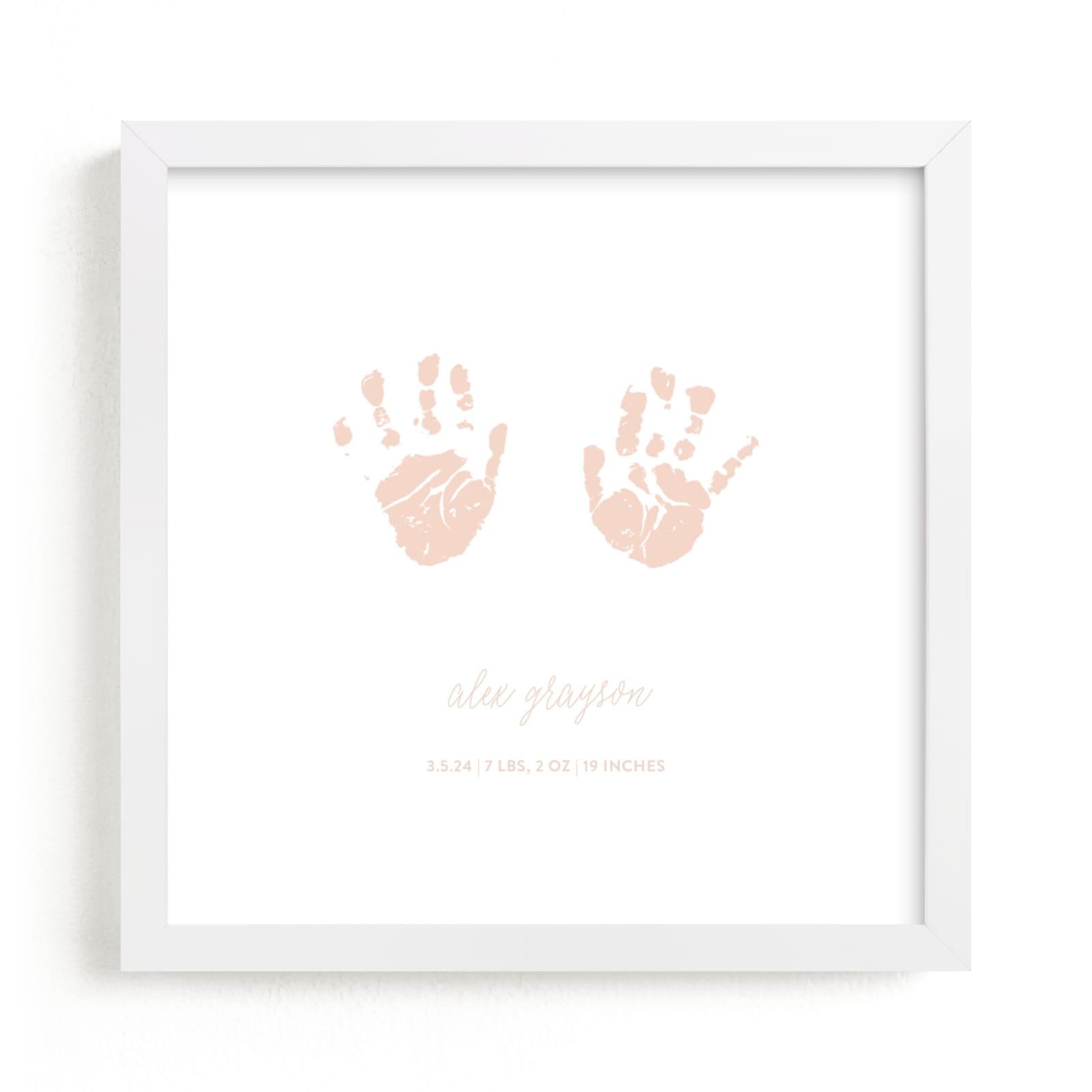This is a pink photos to art by Minted called Custom Handprints as Art.