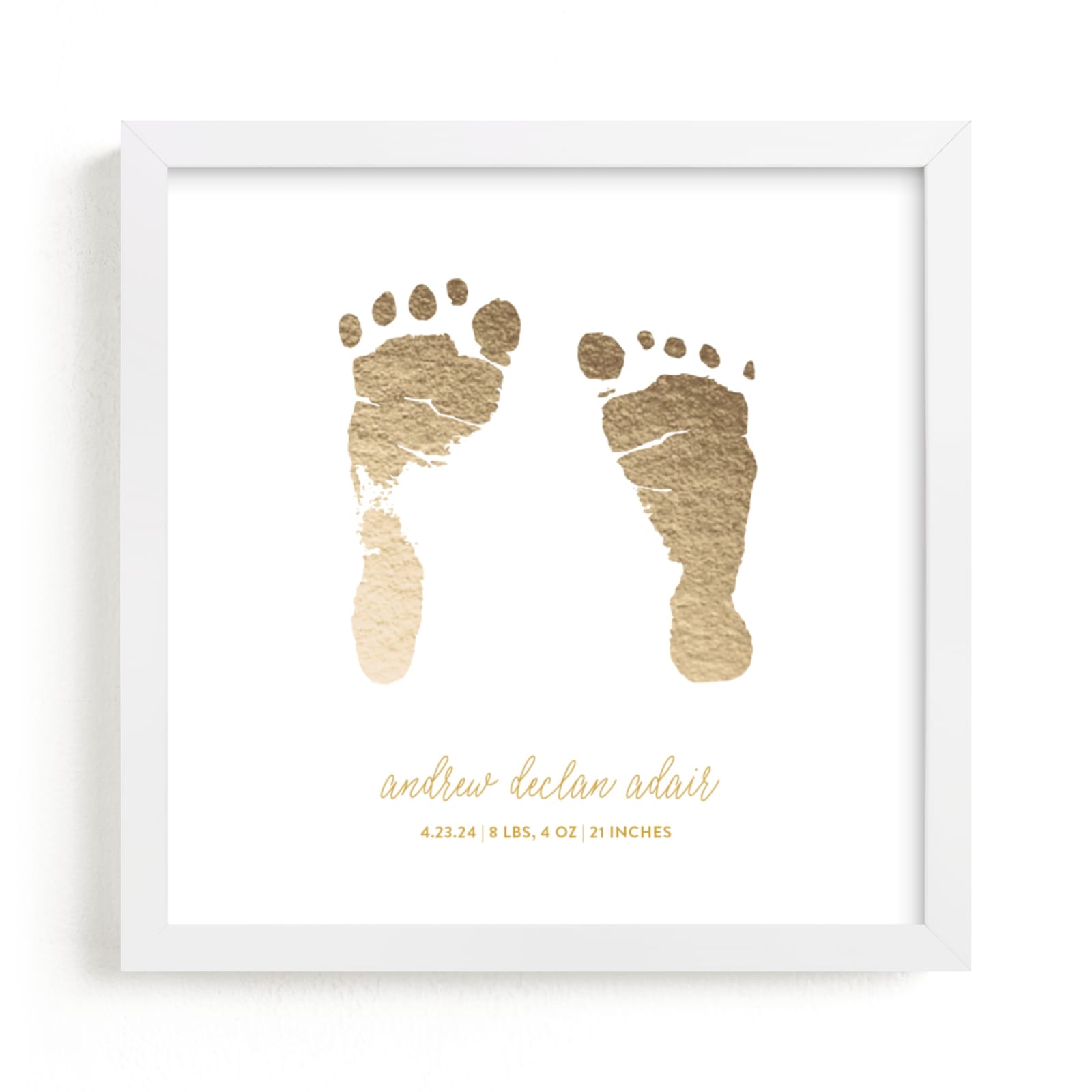 This is a gold photos to art by Minted Custom called Custom Footprints Foil Art.